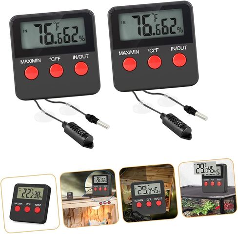2sets Digital Thermohygrometer for Reptile Tank Snake Lizard Accessories Indoor Thermometer Display for Egg Incubator in Saudi Arabia