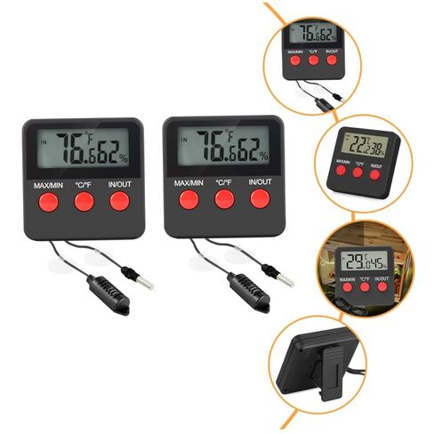 Dechous 2sets درجة حرارة الرطوبة الرقمية لمقياس خزانات الزواحف للاستخدام الداخلي لبيئات مراقبة الفقس البيض in Kuwait