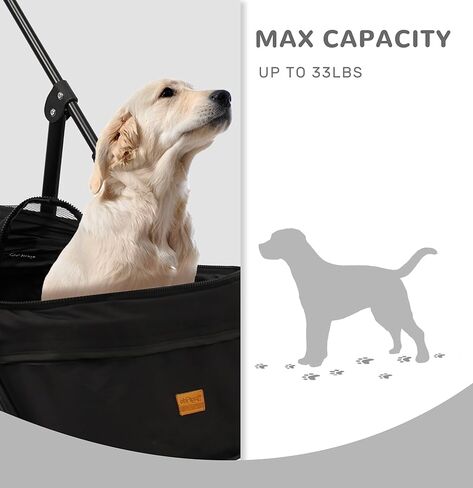 4 Wheels Pet Stroller,One-Click Folding Portable Folding Dog Cat Stroller,Sunshade, Storage Bag, Waterproof Oxford Fiber，Breathable and Visible Mesh for Small/Medium Pets up to 33 lbs,Black ﻿ in Saudi Arabia