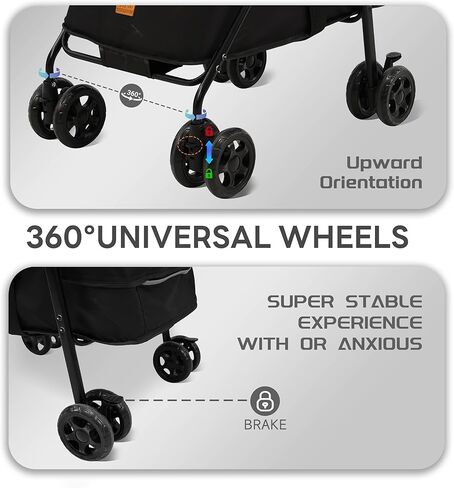 4 Wheels Pet Stroller,One-Click Folding Portable Folding Dog Cat Stroller,Sunshade, Storage Bag, Waterproof Oxford Fiber，Breathable and Visible Mesh for Small/Medium Pets up to 33 lbs,Black ﻿ in Saudi Arabia