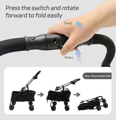 4 Wheels Pet Stroller,One-Click Folding Portable Folding Dog Cat Stroller,Sunshade, Storage Bag, Waterproof Oxford Fiber，Breathable and Visible Mesh for Small/Medium Pets up to 33 lbs,Black ﻿ in Saudi Arabia