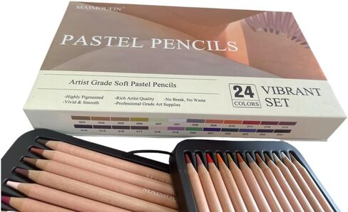 Soft Pastel Pencils 24 Colors Vibrant Drawing Pencil Set Professional Grade Pastels Art Supplies for Drawing Sketching Coloring (Brown) in Kuwait