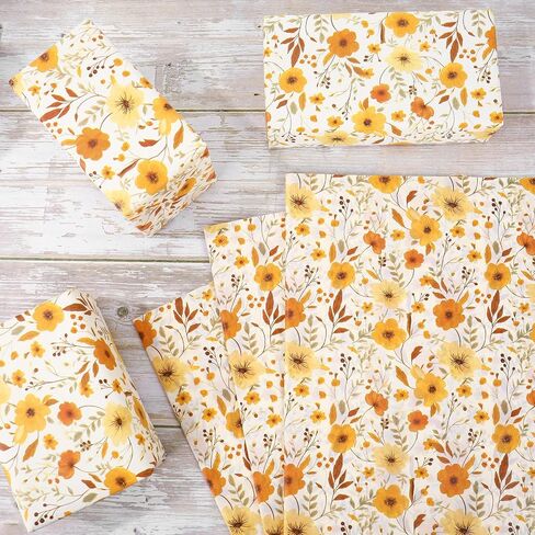 FYSUIMU 60 Sheets Fall Tissue Papers Vintage Wildflower Wrapping Paper Watercolor Floral Decorative DIY Craft Paper for Autumn Birthday Wedding, 14 x 20 Inch in Saudi Arabia