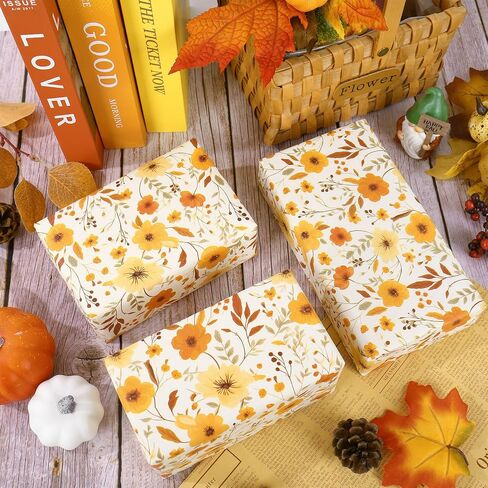 FYSUIMU 60 Sheets Fall Tissue Papers Vintage Wildflower Wrapping Paper Watercolor Floral Decorative DIY Craft Paper for Autumn Birthday Wedding, 14 x 20 Inch in Saudi Arabia