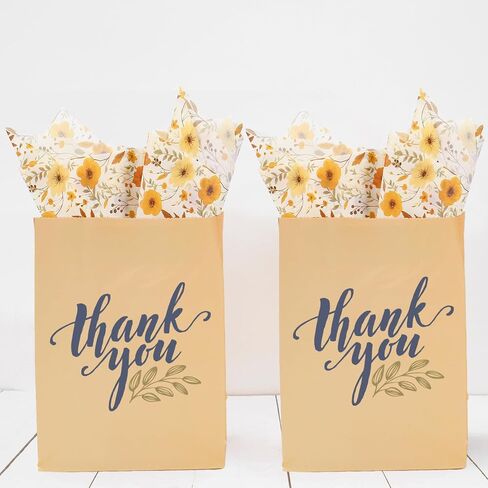 FYSUIMU 60 Sheets Fall Tissue Papers Vintage Wildflower Wrapping Paper Watercolor Floral Decorative DIY Craft Paper for Autumn Birthday Wedding, 14 x 20 Inch in Saudi Arabia