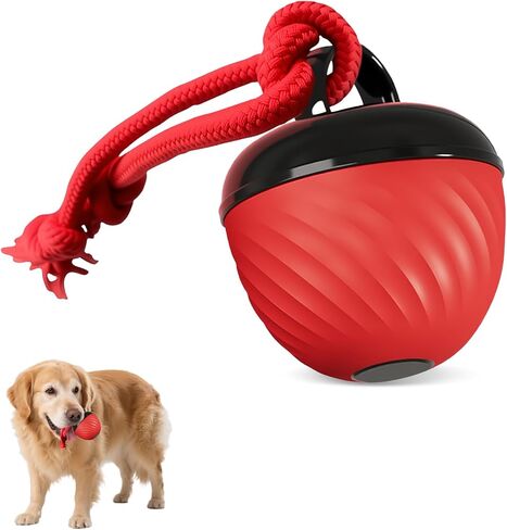 كرة كلاب تفاعلية للكلاب ، 2025 كرة جرو للحيوانات الأليفة الذكية مع الحبال ، لعبة Electric Electric Automatic Moving and Rolling Dogs ، للكلاب الكبيرة المتوسطة (RED) in Kuwait