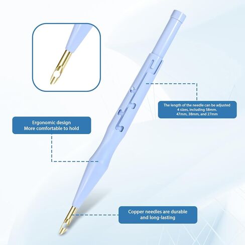 2pcs قابلة للتعديل لكمة الإبرة threader ، أداة القلم إبر اللكم ، الإبرة المذبذبة لتطريز التزيين زينة ديي الحياكة الأزرق in Saudi Arabia