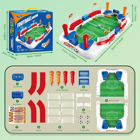 Mini Foosball Table Soccer Board Games for Kids & Adults Indoor Sports Soccer Toys with Dual Flipper Controls & High Fences Pinball Machine Home Party Fun Birthday Gift for Boys Ages 6 7 8-12 in Saudi Arabia