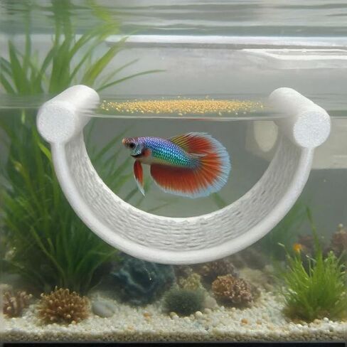 White Betta Fish Hammock – Minimalist Floating Rest Platform for Shrimp, Nano Fish, and Bettas – Clean Aquarium Perch Ledge, Aquascape Decor for Low Flow Tanks, Floating Bed for Small Fish in Kuwait