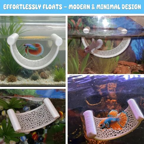 White Betta Fish Hammock – Minimalist Floating Rest Platform for Shrimp, Nano Fish, and Bettas – Clean Aquarium Perch Ledge, Aquascape Decor for Low Flow Tanks, Floating Bed for Small Fish in Kuwait
