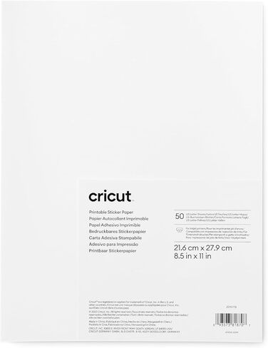 ورقة ملصق قابلة للطباعة Cricut - 50 عدد ، حجم الرسالة الأمريكية (8.5 بوصة × 11 بوصة) in Saudi Arabia