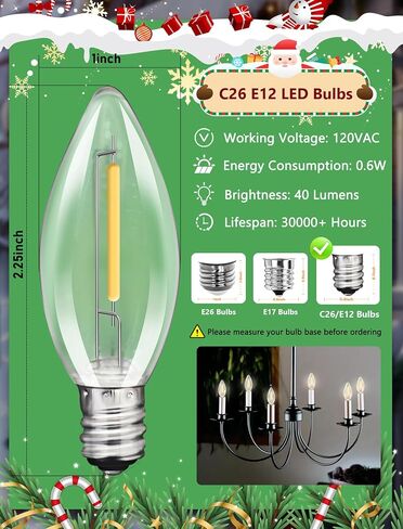 Silicone Dipped Candle Light Bulbs Country Style Candle Replacement Bulbs 5 Watts Clear Silicone Light Bulbs for Window Candles Chandeliers, C7/E12 Candelabra Base (12 Pack) in Saudi Arabia