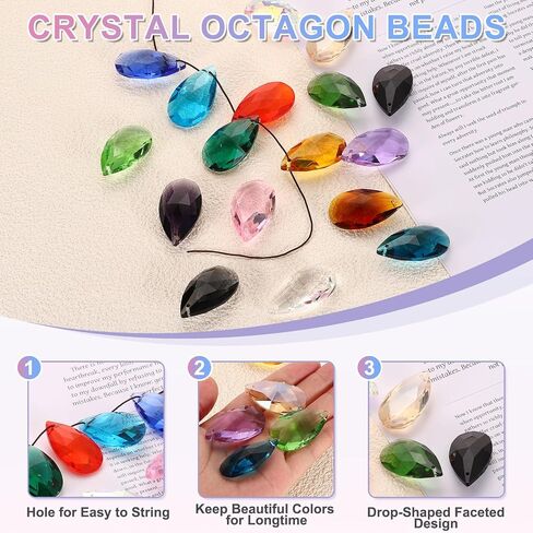 uxcell 8Pcs Teardrop Crystal Beads, 38mm Faceted Chandelier Hanging Pendants Beads, Chandelier Prisms Parts for Home Hanging Decoration, Black in Saudi Arabia