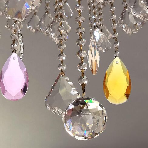 uxcell 8Pcs Teardrop Crystal Beads, 38mm Faceted Chandelier Hanging Pendants Beads, Chandelier Prisms Parts for Home Hanging Decoration, Black in Saudi Arabia