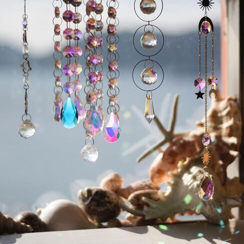 uxcell 8Pcs Teardrop Crystal Beads, 38mm Faceted Chandelier Hanging Pendants Beads, Chandelier Prisms Parts for Home Hanging Decoration, Black in Saudi Arabia