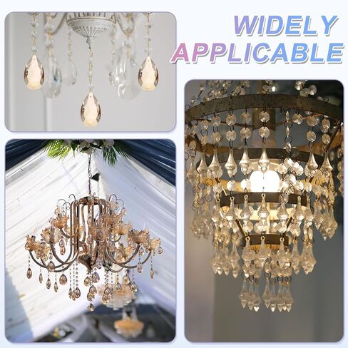 uxcell 8Pcs Teardrop Crystal Beads, 38mm Faceted Chandelier Hanging Pendants Beads, Chandelier Prisms Parts for Home Hanging Decoration, Black in Saudi Arabia