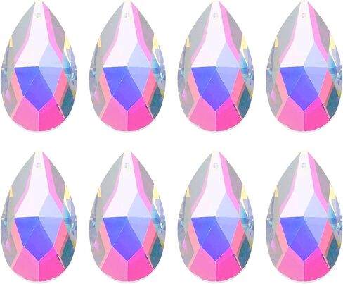 uxcell 8Pcs Teardrop Crystal Beads, 38mm Faceted Chandelier Hanging Pendants Beads, Chandelier Prisms Parts for Home Hanging Decoration, Black in Saudi Arabia
