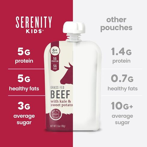 Serenity Kids 7+ Months World Explorers Baby Food Pouches Puree Made With Ethically Sourced Meats & Organic Veggies | 3.5 Ounce BPA-Free Pouch | World Explorers Intro Pack | 6 Count in Kuwait