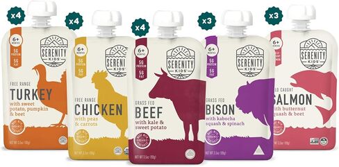 Serenity Kids 7+ Months World Explorers Baby Food Pouches Puree Made With Ethically Sourced Meats & Organic Veggies | 3.5 Ounce BPA-Free Pouch | World Explorers Intro Pack | 6 Count in Kuwait