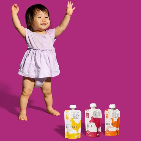 Serenity Kids 7+ Months World Explorers Baby Food Pouches Puree Made With Ethically Sourced Meats & Organic Veggies | 3.5 Ounce BPA-Free Pouch | World Explorers Intro Pack | 6 Count in Kuwait