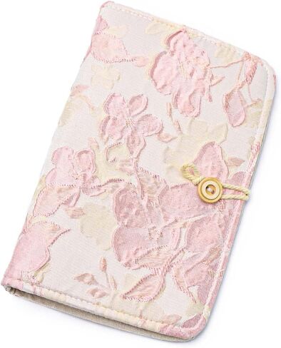 Mogoostry A6 Cloth Binder Cover 6-Ring Pink Flower Decor Refillable Fabric Binder Rope-Tied Button Binding Notebook Protector in Kuwait
