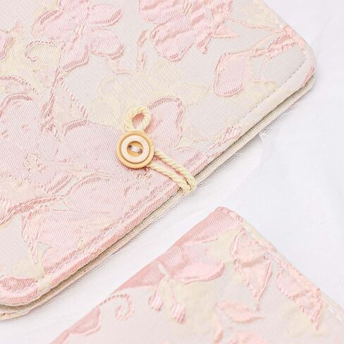 Mogoostry A6 Cloth Binder Cover 6-Ring Pink Flower Decor Refillable Fabric Binder Rope-Tied Button Binding Notebook Protector in Kuwait