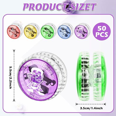 50 حزمة LED LED UP Yoyos ملونة من البلاستيك yo-yos للمبتدئين بكميات يو يو يوس للحصول على جوائز عيد ميلاد الفصول in Saudi Arabia