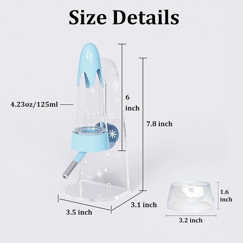 Hamster Water Bottle with Stand and Food Bowl, 2 in 1 4.2 Oz No Drip Water Bottle for Guinea Pig Gerbil Squirrel Hedgehog Hamster Small Animal Water Dispenser Cage Accessories (White, 125ML/4.2OZ) in Kuwait