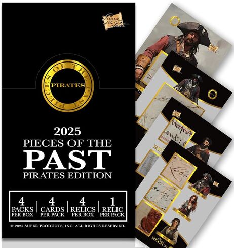 قطع من 2025 Pirates Edition- 4 بقايا لكل صندوق ، وآثار قرصنة فريدة من نوعها ، ومتوازيات قوس قزح و 1/1S in Saudi Arabia