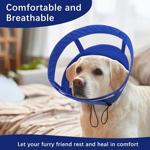 ASENKU Dog Cone Collar, Soft Adjustable Cone for Dogs to Stop Licking, Lightweight Recovery Dog Cone After Surgery, Pet E-Collar for Small, Medium & Large Dogs(Blue, XL) in Kuwait