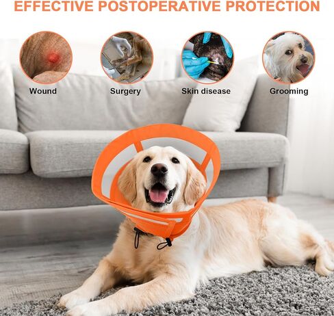 ASENKU Dog Cone Collar, Soft Adjustable Cone for Dogs to Stop Licking, Lightweight Recovery Dog Cone After Surgery, Pet E-Collar for Small, Medium & Large Dogs(Blue, XL) in Kuwait