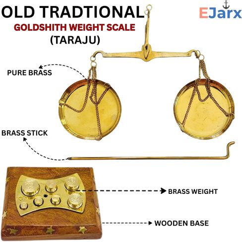 وزن الذهب التقليدي القديم (Tarazu) النحاس النحاس المقياس التوازن التوازن في قانون العدالة مقياس الديكور ديكور المنزل بحري مقياس وزن نحاسي صغير in Kuwait