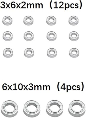Compatible with WPL C14 C24 B36 for MN D90 for MN99S RC Car Spare Parts Upgrade Accessories 16PCS Steel Bearing 3X6X2mm 6X10X3mm RC Repair Parts in Saudi Arabia