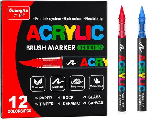 Acrylic Paint Markers Pens, 48 Vivid Colors Acrylic Markers Set,Direct Liquid Type, Stackable Color, Odorless Soft Head，Markers for School，Tooli Art ，Fabric & Creative Crafts (48) in Saudi Arabia