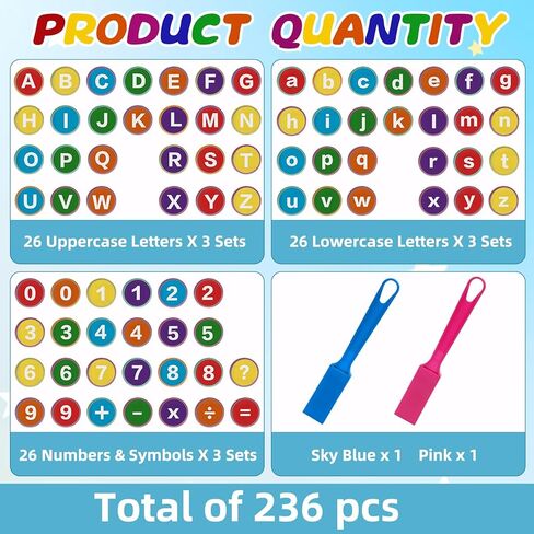 Coopay 234 PCS ALPHABETS NUMBERS و 2 PCS WANDS MAGNECTION - رسائل تعلم طفل للتهجئة ، أدوات القراءة للأطفال العلوم من القراءة ، وإمدادات التدريس رياض الأطفال in Saudi Arabia