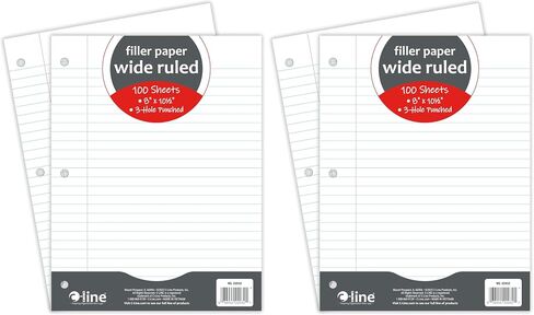 C-Line 3-Hole Punched Filler Paper, 8 x 10-1/2 Inches, Wide Ruled, 100 Sheets in Saudi Arabia