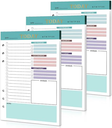 A5 refill paper planner إدراج ، 3 حزمة 6 ثقوب ورقة إعادة ملء الأوراق ، 300 صفحة مخطط الموثق إدراج دفتر المجلات للمذكرة ، للقيام ، المخططين 8.3 "× 5.6" in Saudi Arabia