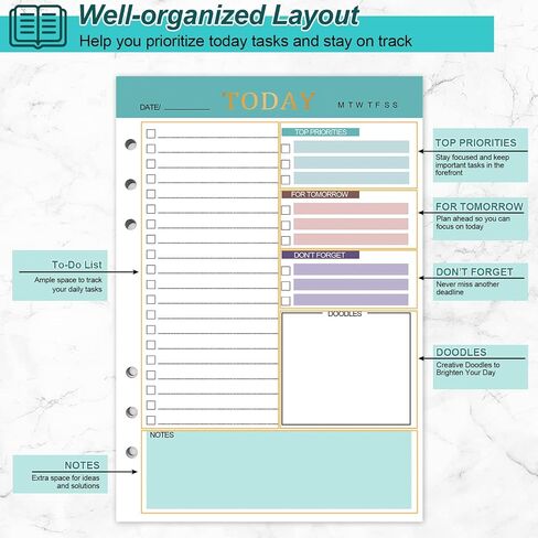 A5 refill paper planner إدراج ، 3 حزمة 6 ثقوب ورقة إعادة ملء الأوراق ، 300 صفحة مخطط الموثق إدراج دفتر المجلات للمذكرة ، للقيام ، المخططين 8.3 "× 5.6" in Saudi Arabia