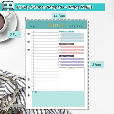 A5 refill paper planner إدراج ، 3 حزمة 6 ثقوب ورقة إعادة ملء الأوراق ، 300 صفحة مخطط الموثق إدراج دفتر المجلات للمذكرة ، للقيام ، المخططين 8.3 "× 5.6" in Saudi Arabia