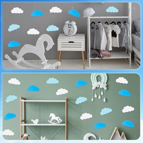 MixTeach 720 Pcs Small Cloud Cutouts Paper Cloud Shapes Cut Outs 2 Inch Cloud Die Cut Classroom Decoration for Bulletin Board School Home Craft Projects Birthday Party Wall Decor, White in Saudi Arabia
