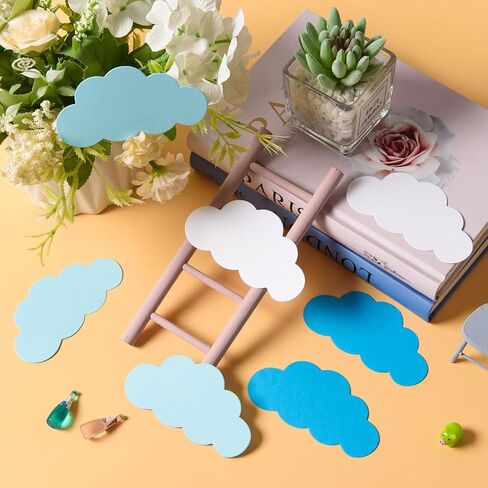 MixTeach 720 Pcs Small Cloud Cutouts Paper Cloud Shapes Cut Outs 2 Inch Cloud Die Cut Classroom Decoration for Bulletin Board School Home Craft Projects Birthday Party Wall Decor, White in Saudi Arabia
