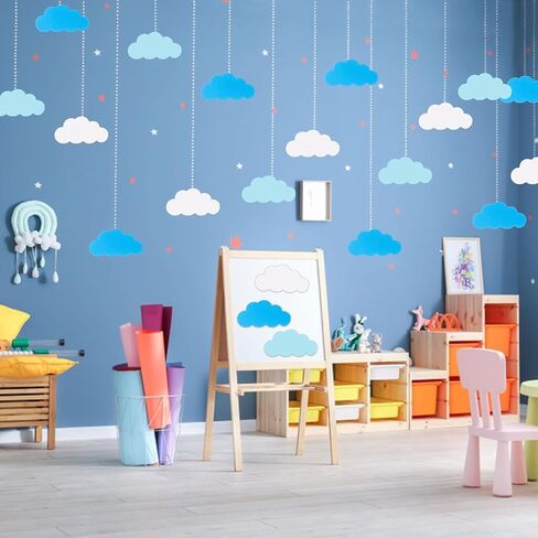 MixTeach 720 Pcs Small Cloud Cutouts Paper Cloud Shapes Cut Outs 2 Inch Cloud Die Cut Classroom Decoration for Bulletin Board School Home Craft Projects Birthday Party Wall Decor, White in Saudi Arabia