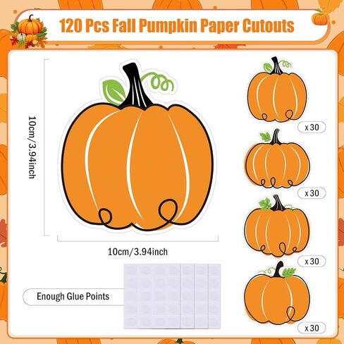 MixTeach 120 Pcs Pumpkin Cutouts Fall Pumpkin Paper Cut Outs 3.9" Autumn Pumpkin Die Cuts with Glue Points for Classroom Bulletin Board Decor Thanksgiving Events Harvest Dinner Party Supplies in Saudi Arabia