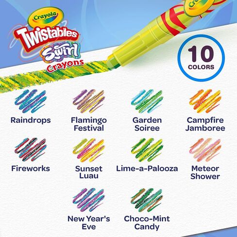 Crayola Swirl Mini Twistlobs Crayons (10CT) ، ملون متعدد الألوان للأطفال ، لا شحذ ، رائع للمشاريع الفنية ، غير سامة ، 3+ in Kuwait