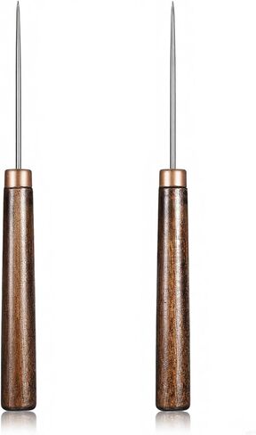2Pcs Leather Awl Punch Tool Scratch Awl Tool Wooden Handle Scratch Awls Punch Tailors Leather Scratches Awls for Punching Stitching Sewing Slender Hole Punches in Kuwait