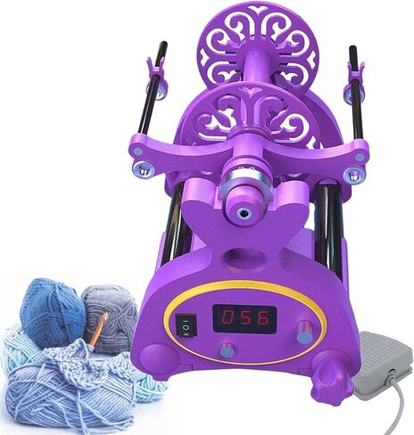 Spinner for Wool Yarns, Electric Fiber Spinner, Electric Spinning Wheel, Cotton Thread Making Machine, with LCD Digital Display and Foot Switch, for Handmade DIY Weaving(Purple,A) in Saudi Arabia