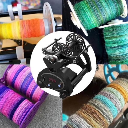 Electric Spinning Wheel for Yarn Making, 800rpm Spinning Wheel for Wool,Electric Spinning Wheel,Speed Control, Forward and Reverse for Wool, Silk and Other Weaving-Black||Digital in Kuwait