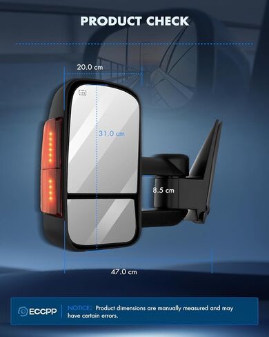 ECCPP Towing Mirrors Pair Set Replacement fit for 2003-06 for Chevy Silverado 1500 2500 HD 3500 Suburban 1500 2500 Tahoe for GMC Sierra Yukon Power Heated Signal Black Manual Telescoping Tow Mirrors in Kuwait