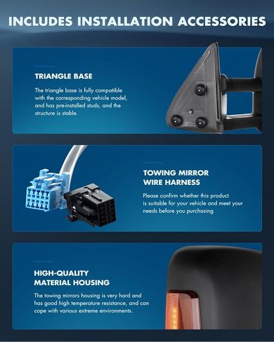 ECCPP Towing Mirrors Pair Set Replacement fit for 2003-06 for Chevy Silverado 1500 2500 HD 3500 Suburban 1500 2500 Tahoe for GMC Sierra Yukon Power Heated Signal Black Manual Telescoping Tow Mirrors in Kuwait