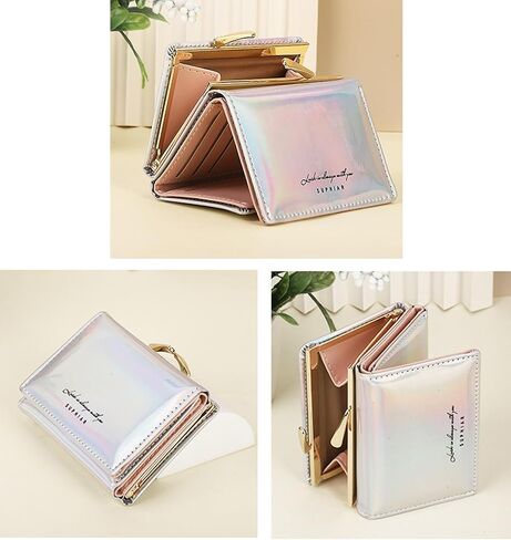 Eilova Orityle Fashion Women Trifold Wallet Shiny Holographic Ladies Girls Purese Clutch Coin Pocket Card Holder Organizer in Kuwait